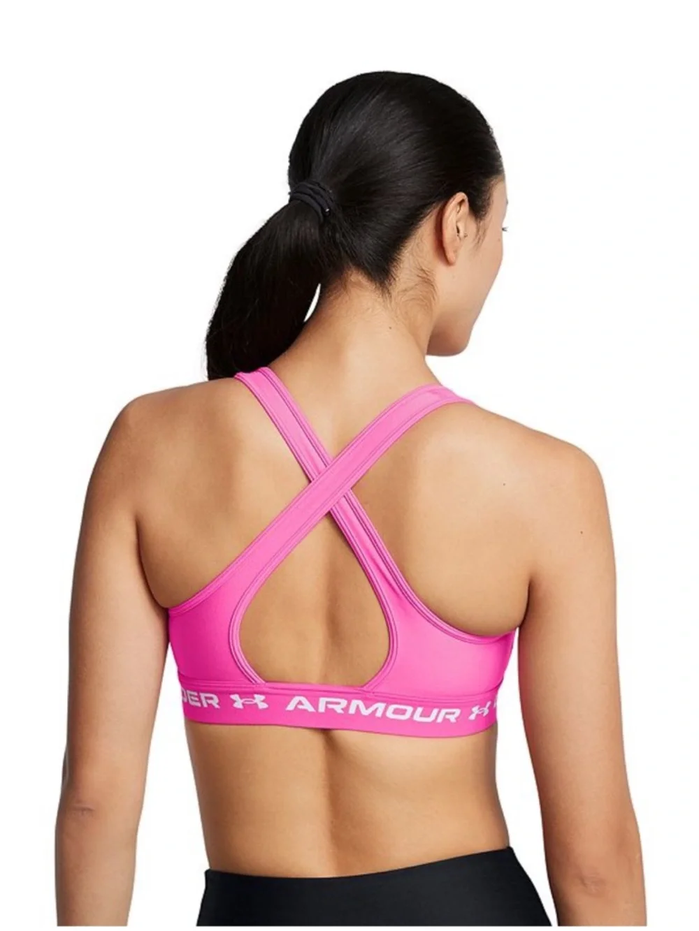 UNDER ARMOUR Cross Back Mid Sports Compression Bra Pink XL $35 EUC KL